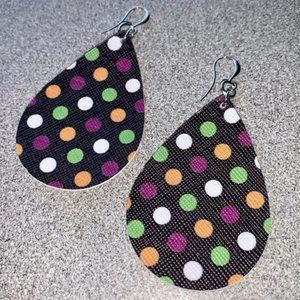 Enchanted: black polka dot earrings